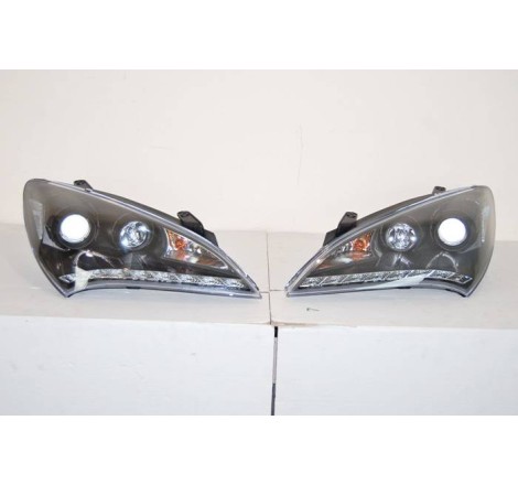 Faros Delanteros Hyundai Genesis 2P 08-11, Black, Luz De Dia
