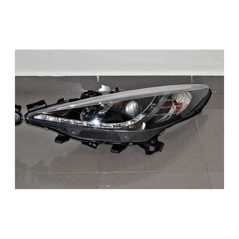 Faros Delanteros Luz De Dia Peugeot 207 Black