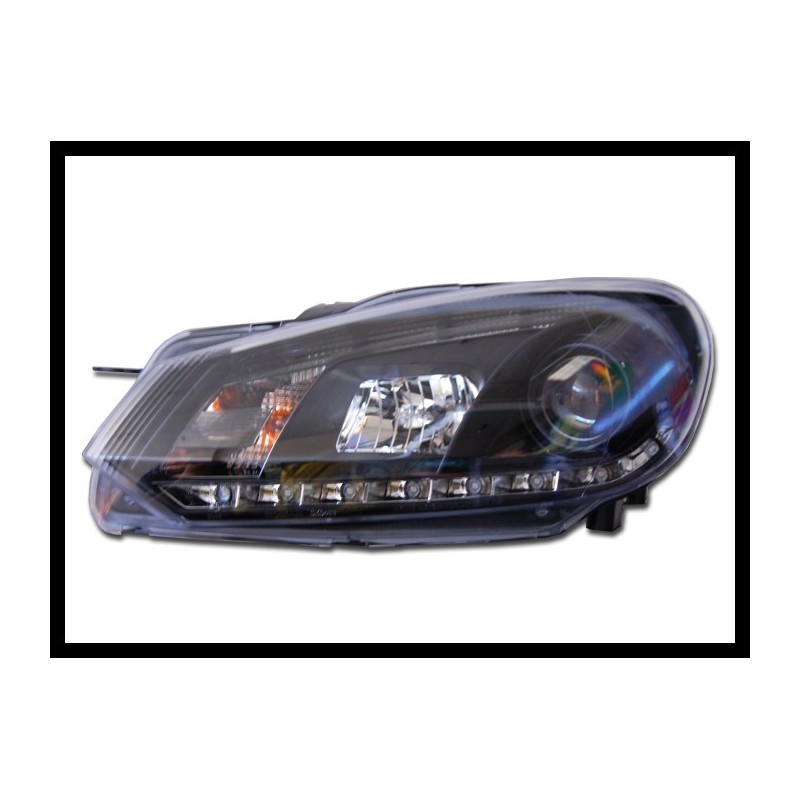 Faros Delanteros Luz De Dia Real Volkswagen Golf 6 09-12 Black