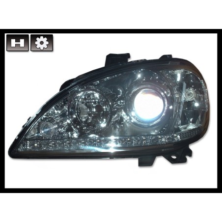 Set Of Headlamps Day Light Mercedes W163 1998-2002 Chromed With Fog Lamp