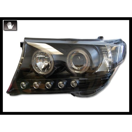 Set Of Headlamps Day Light Toyota Land Cruiser F J200 2008 Black