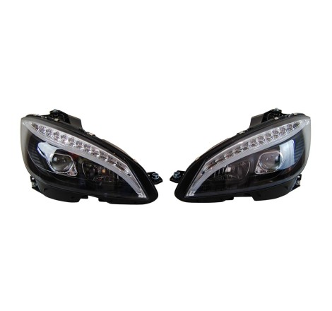 Faros Delanteros Luz De Dia Mercedes W204 '07-'10 Black Int. led