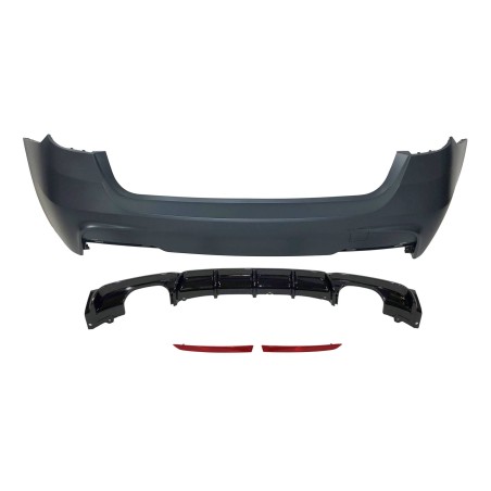 Rear Bumper BMW F31 Look M Performance 2 Exhaust Double Glossy Black