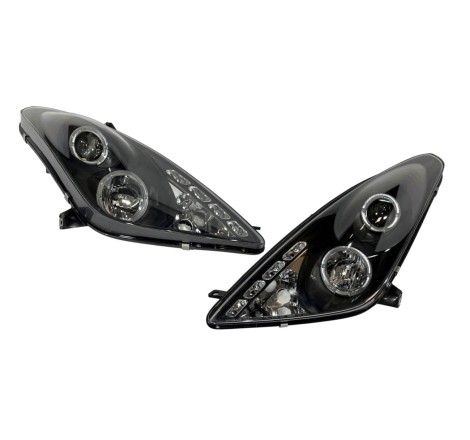 Fanali Anteriori Angel Eyes Toyota Celica '01 Black