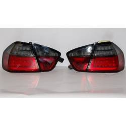 Set Of Rear Tail Lights Cardna BMW E90 2005, Lightbar Red/Smoked