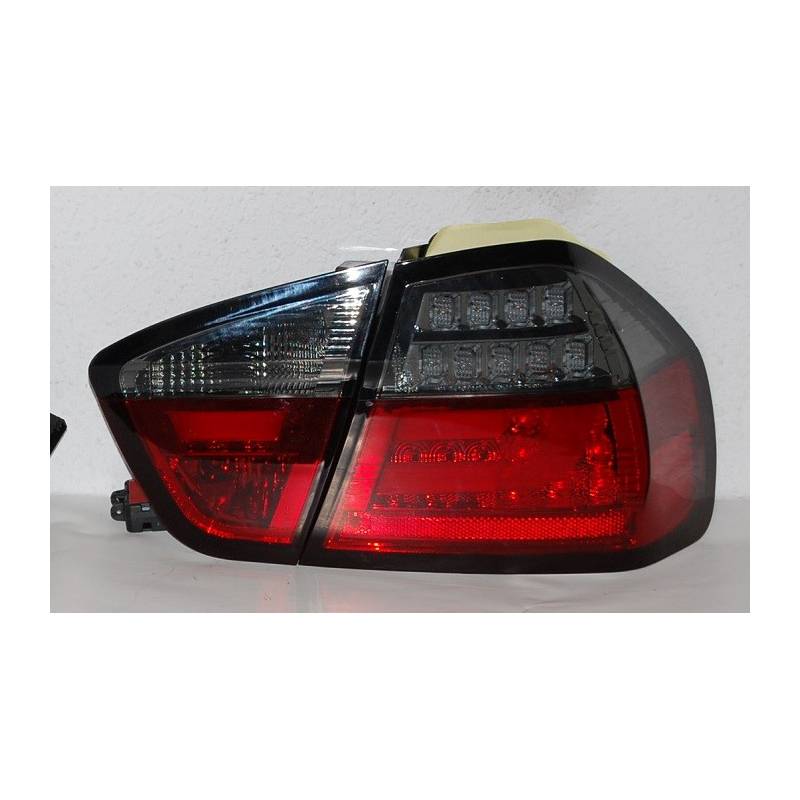 Set Of Rear Tail Lights Cardna BMW E90 2005, Lightbar Red/Smoked