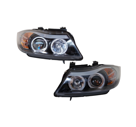 Set Of Headlamps Angel Eyes BMW E90 / E91 2005-2008 Black