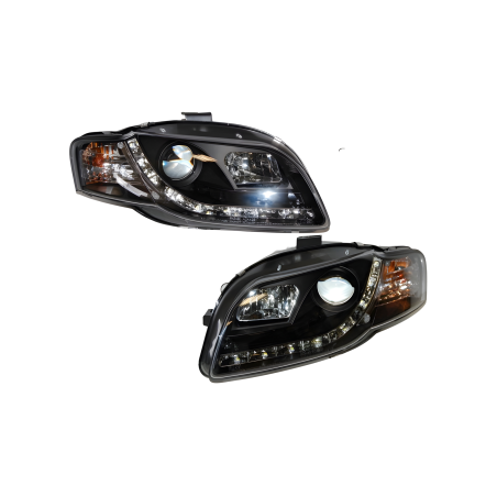 Faros Delanteros Luz De Dia Audi A4 '05-08 Black
