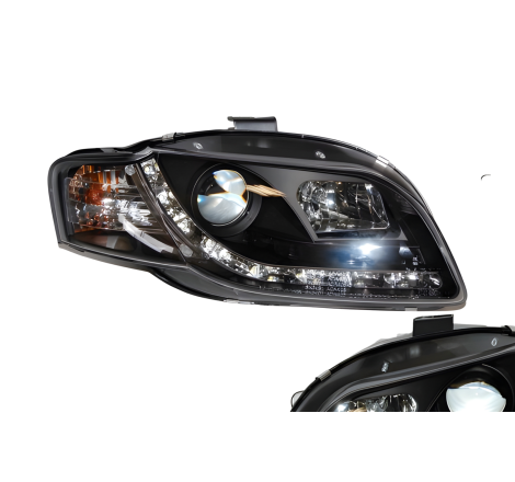 Faros Delanteros Luz De Dia Audi A4 '05-08 Black