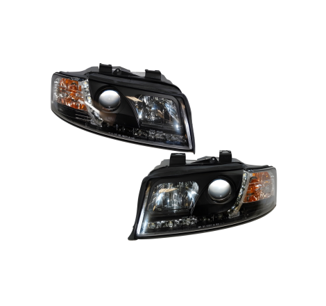 Set Of Headlamps Day Light Audi A4 2002-2004, Black