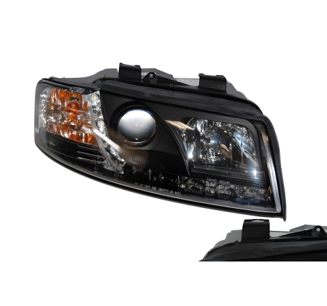 Set Of Headlamps Day Light Audi A4 2002-2004, Black
