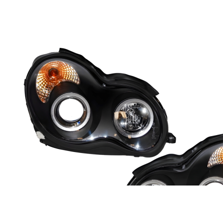 Set Of Headlamps Angel Eyes Mercedes W203 2001-2007 Black