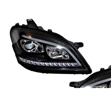 Set Of Headlamps Day Light Mercedes W164 05-08 Led sequential flashing Black