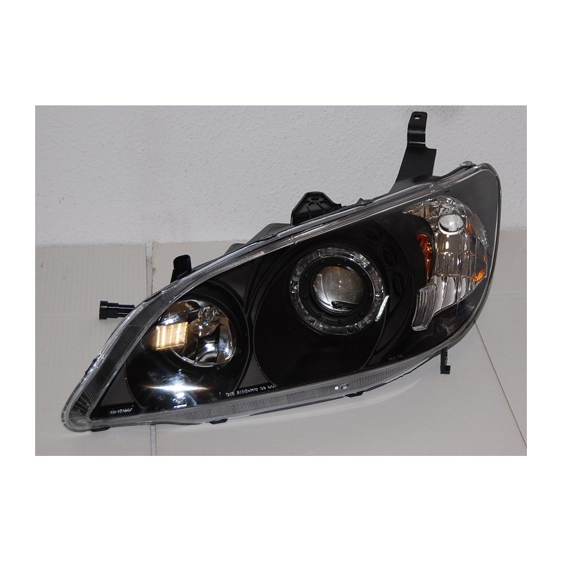 Faros Delanteros Ojos De Angel Honda Civic '04 4P Black