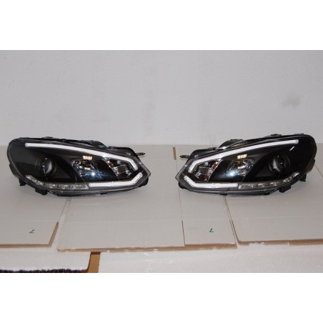 Faros Delanteros Luz De Dia Real Volkswagen Golf 6 2009-2012 Black