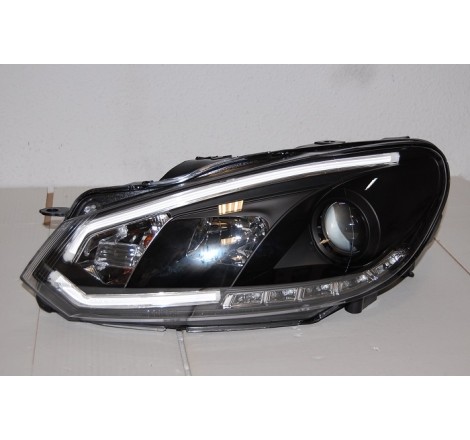 Faros Delanteros Luz De Dia Real Volkswagen Golf 6 2009-2012 Black