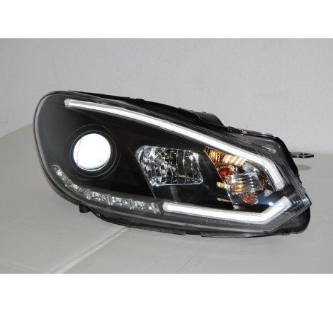Faros Delanteros Luz De Dia Real Volkswagen Golf 6 2009-2012 Black