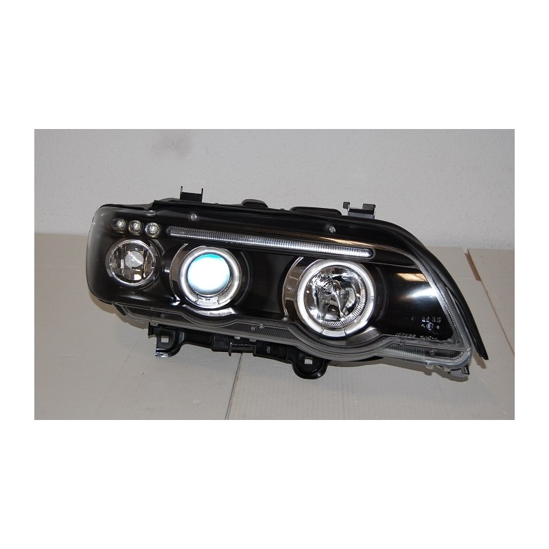 Faros Delanteros Ojos De Angel BMW X5 '01 Black - Bimar Tuning