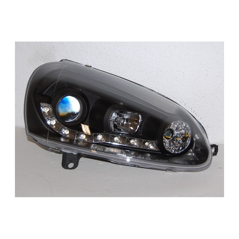 Set Of Headlamps Day Light Volkswagen Golf 5 Black