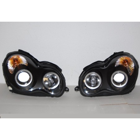 Set Of Headlamps Angel Eyes Mercedes W203 2001-2007 Black