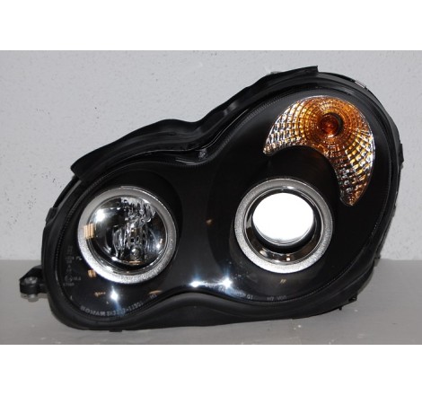 Set Of Headlamps Angel Eyes Mercedes W203 2001-2007 Black