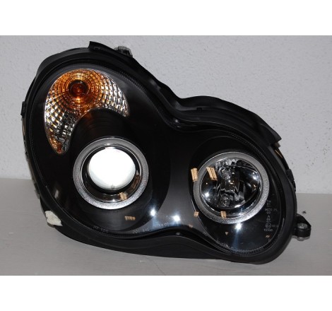 Set Of Headlamps Angel Eyes Mercedes W203 2001-2007 Black