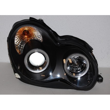 Set Of Headlamps Angel Eyes Mercedes W203 2001-2007 Black