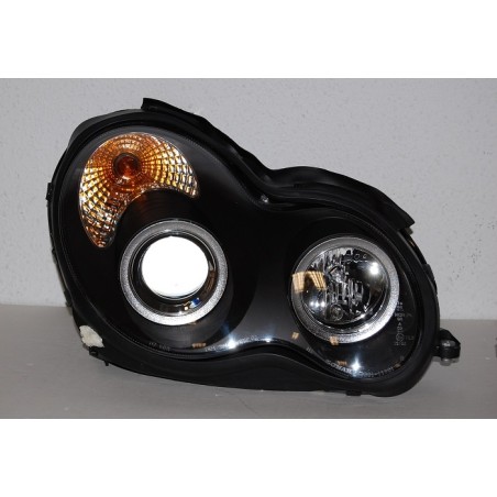 Set Of Headlamps Angel Eyes Mercedes W203 2001-2007 Black
