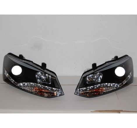 Faros Delanteros Luz De Dia Volkswagen Polo '10, Black