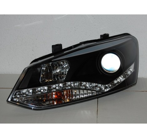 Faros Delanteros Luz De Dia Volkswagen Polo '10, Black