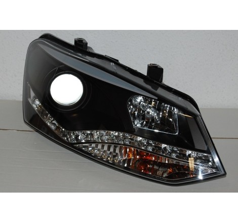 Faros Delanteros Luz De Dia Volkswagen Polo '10, Black