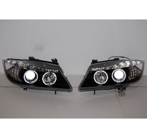 Set Of Headlamps Day Light BMW E90 2005-2008 Black & Blinker Led
