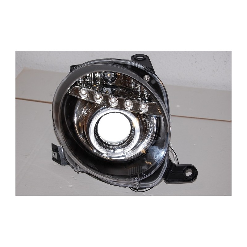 Set Of Headlamps Day Light Fiat 500 Black